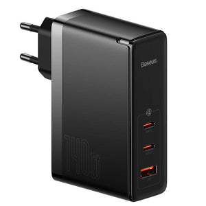 Väggladdare Baseus GaN5 Pro 2xUSB-C + USB, 140W (svart)