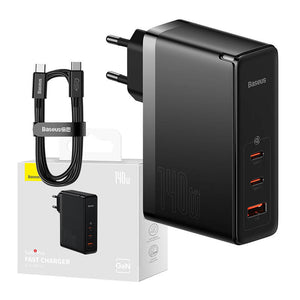 Väggladdare Baseus GaN5 Pro 2xUSB-C + USB, 140W (svart)