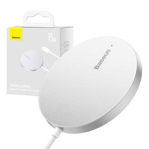 Magnetisk trådlös laddare Baseus Simple Mini3 15W (Silver)