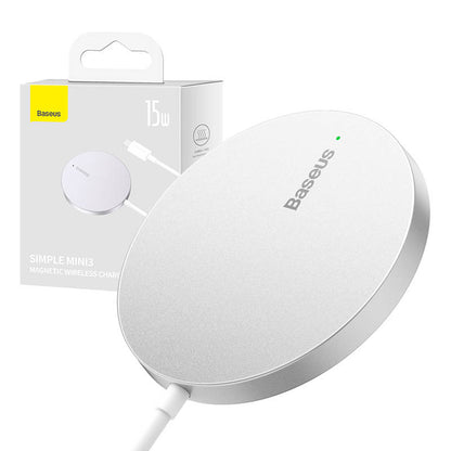 Magnetisk trådlös laddare Baseus Simple Mini3 15W (Silver)