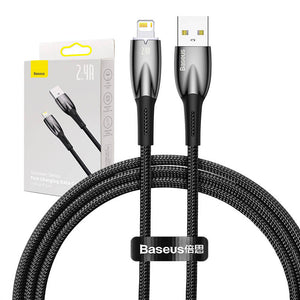 USB-kaabel Lightning Baseus Glimmer seeria jaoks, 2,4A, 1m (must)