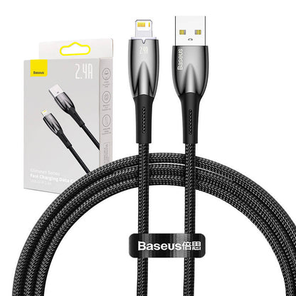 USB-kaabel Lightning Baseus Glimmer seeria jaoks, 2,4A, 1m (must)