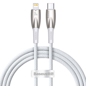 USB-C kaabel Lightning Baseus Glimmer seeriale, 20W, 1m (valge)