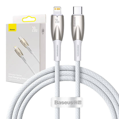 USB-C kaabel Lightning Baseus Glimmer seeriale, 20W, 1m (valge)