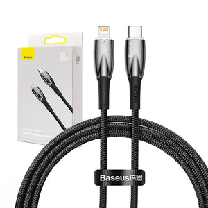USB-C kaabel Lightning Baseus Glimmer seeriale, 20W, 1m (must)