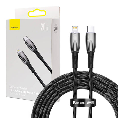 USB-C kaabel Lightning Baseus Glimmer seeriale, 20W, 2m (must)
