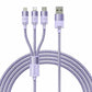 3in1 USB cable Baseus StarSpeed Series, USB-C + Micro + Lightning 3,5A, 1.2m (Purple)