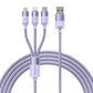 3in1 USB cable Baseus StarSpeed Series, USB-C + Micro + Lightning 3,5A, 1.2m (Purple)