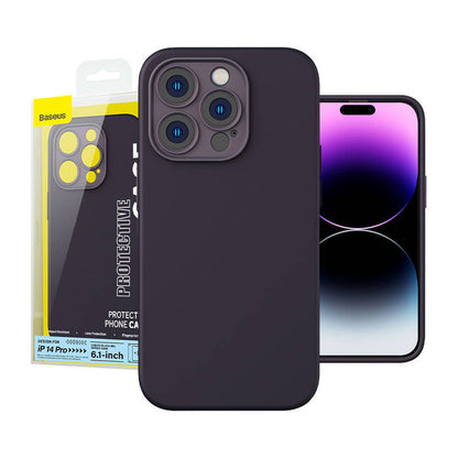 Baseus Liquid Silica Gel-fodral för iPhone 14 Pro (Fläderbär) + härdat glas + rengöringskit