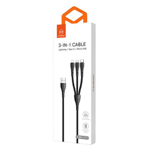 3in1 USB uz USB-C / Lightning / Micro USB kabelis, Mcdodo CA-6960, 1.2m (Melns)
