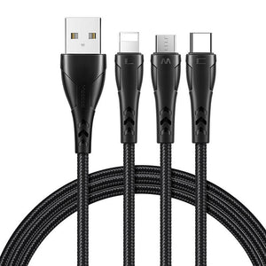 3in1 USB uz USB-C / Lightning / Micro USB kabelis, Mcdodo CA-6960, 1.2m (Melns)