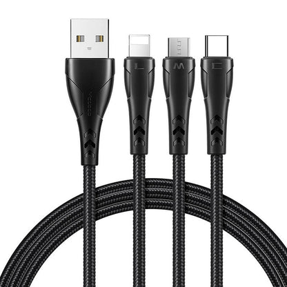 3in1 USB uz USB-C / Lightning / Micro USB kabelis, Mcdodo CA-6960, 1.2m (Melns)