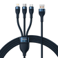3in1 USB cable Baseus USB 3in1 Baseus Flash Series,  USB-C + Micro + Lightning 66W, 1.2m (blue)