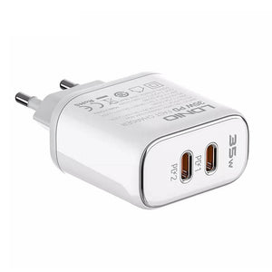 Sienas lādētājs LDNIO A2528M 2USB-C priekš Apple + USB-C - Lightning kabelis