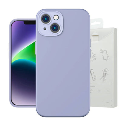 Baseus Liquid Silica Gel-fodral för iPhone 14 Plus (lavendel) + härdat glas + rengöringskit