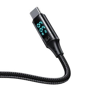 USB uz USB-C kabelis Mcdodo CA-1080 ar displeju, 66W, 6A, 1.2m (melns)
