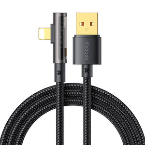 USB uz Lightning prizmas 90 grādu kabelis Mcdodo CA-3511, 1.8m (melns)