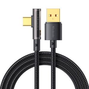 USB uz USB-C Prism 90 grādu kabelis Mcdodo CA-3380, 6A, 1.2m (melns)