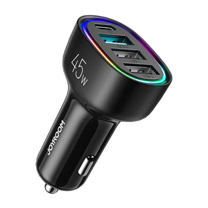 Billaddare Joyroom JR-CL09, 4-port, 1x USB-C PD, 1x QC3.0 USB, 2x USB (svart)