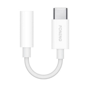 Audio kabelis 3,5 mm ligzda uz USB tipa C Foneng BM21 (balts)
