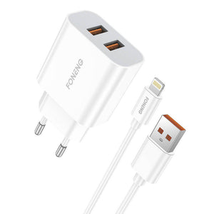 Fast charger Foneng 2x USB EU45 12W + USB Lightning cable