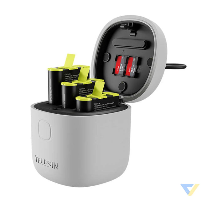 3 slot waterproof charger Telesin Allin box for GoPro Hero 9 / Hero 10 / Hero 11 / Hero 12 + 3 batteries (GP BTR 906 GY