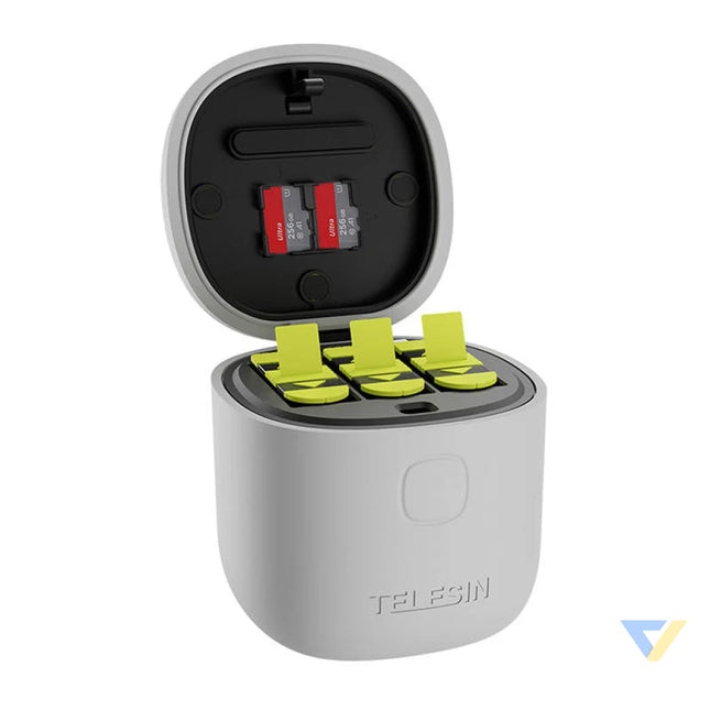 3 slot waterproof charger Telesin Allin box for GoPro Hero 9 / Hero 10 / Hero 11 / Hero 12 + 3 batteries (GP BTR 906 GY