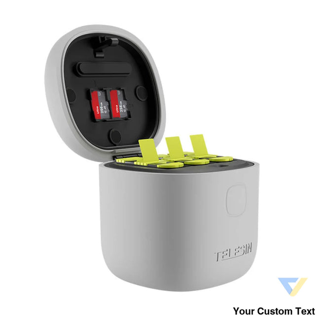 3 slot waterproof charger Telesin Allin box for GoPro Hero 9 / Hero 10 / Hero 11 / Hero 12 + 3 batteries (GP BTR 906 GY