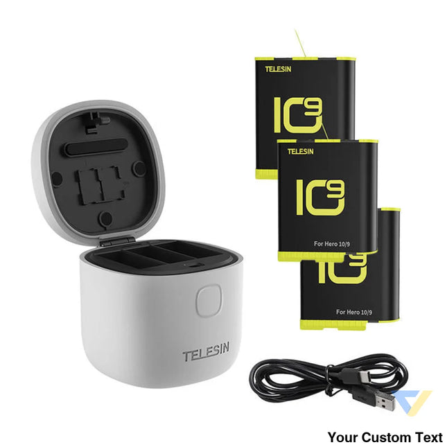 3 slot waterproof charger Telesin Allin box for GoPro Hero 9 / Hero 10 / Hero 11 / Hero 12 + 3 batteries (GP BTR 906 GY