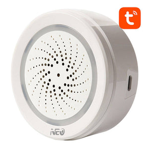 Gudrā trauksmes sirēna NEO NAS-AB02WT ar mitruma un temperatūras sensoru, WiFi TUYA