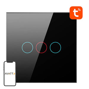 Smart lyskontakt ZigBee Avatto LZTS02-EU-B3 3-vejs uden neutral TUYA (sort)