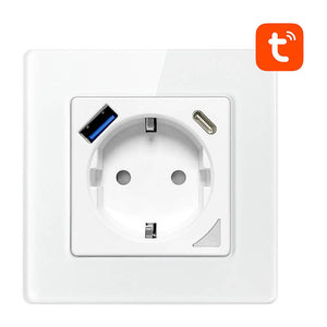 Intelligente WiFi-Wandsteckdose Avatto N-WOT10-USB-W TUYA USB USB-C (weiß)