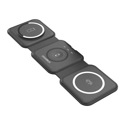 Choetech T588-F 3in1 magnētiskā bezvadu lādētāja 15W (melns)