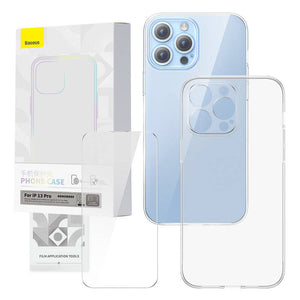 Transparent fodral och härdat glas set Baseus Corning för iPhone 13 Pro
