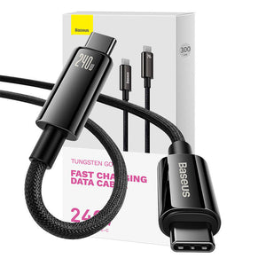 USB-C kuni USB-C kaabel Baseus Tungsten Gold 240W 3m (must)
