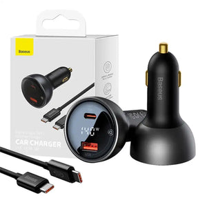 Bil-laddare Baseus Superme, USB, USB-C, 140W (svart)