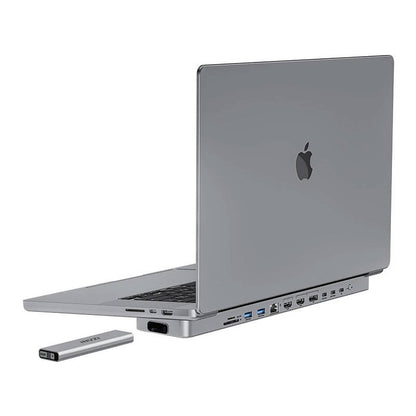USB-C dockingstation / Hub til MacBook Pro 13" / 14" INVZI MagHub 12in2 med SSD-bakke (grå)