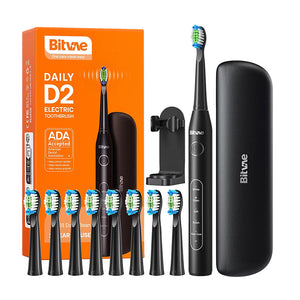 Sonic toothbrush with tips set and travel case D2 (black)