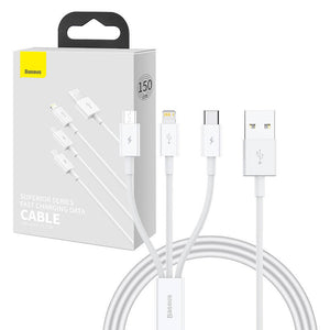Snabbladdning USB till M+L+C Baseus Superior Data 3,5A 1m (Vit)