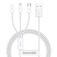 Snabbladdning USB till M+L+C Baseus Superior Data 3,5A 1m (Vit)