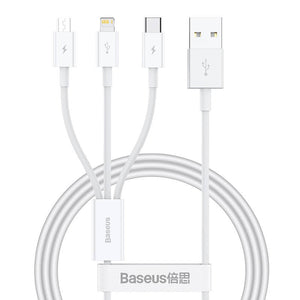 Snabbladdning USB till M+L+C Baseus Superior Data 3,5A 1m (Vit)