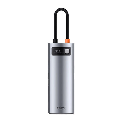Hub 7i1 Baseus Gleam, USB-C til 1x HDMI4K 60Hz + 3x USB3.0 + 1x PD + 1x SD/TF (grå)