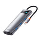 Hub 7i1 Baseus Gleam, USB-C til 1x HDMI4K 60Hz + 3x USB3.0 + 1x PD + 1x SD/TF (grå)