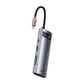 Hub 7i1 Baseus Gleam, USB-C til 1x HDMI4K 60Hz + 3x USB3.0 + 1x PD + 1x SD/TF (grå)