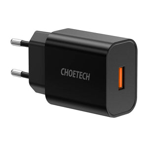 Sieninis įkroviklis Choetech 18W USB-A (juodas)