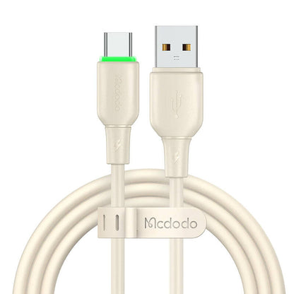 USB uz USB-C kabelis Mcdodo CA-4750 ar LED gaismu 1,2 m (bēšs)