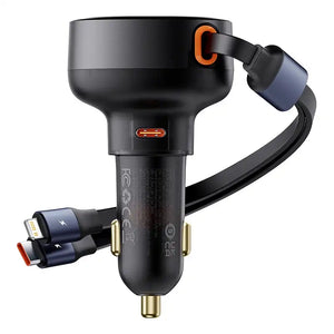 Bil-laddare Baseus Enjoyment USB-C med USB-C-kabel och Lightning 60W (svart)