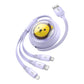 Laddningskabel 3w1 Baseus USB till USB-C, USB-M, Lightning 3,5A, 1,1m (lila)