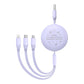 Laddningskabel 3w1 Baseus USB till USB-C, USB-M, Lightning 3,5A, 1,1m (lila)