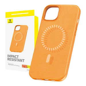 Magnetiskt mobilskal för iPhone 15 Plus Baseus Fauxther-serien (Orange)